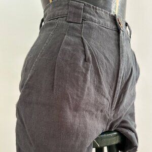 Vintage Linen High-Waisted Trouser Shorts